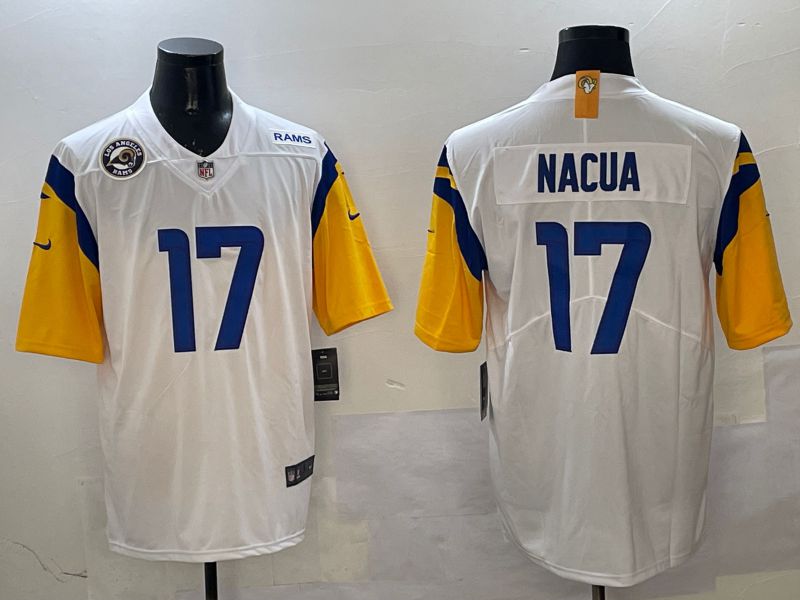 Men Los Angeles Rams #17 Nacua White Second generation 2025 Nike Limited NFL Jersey style 1